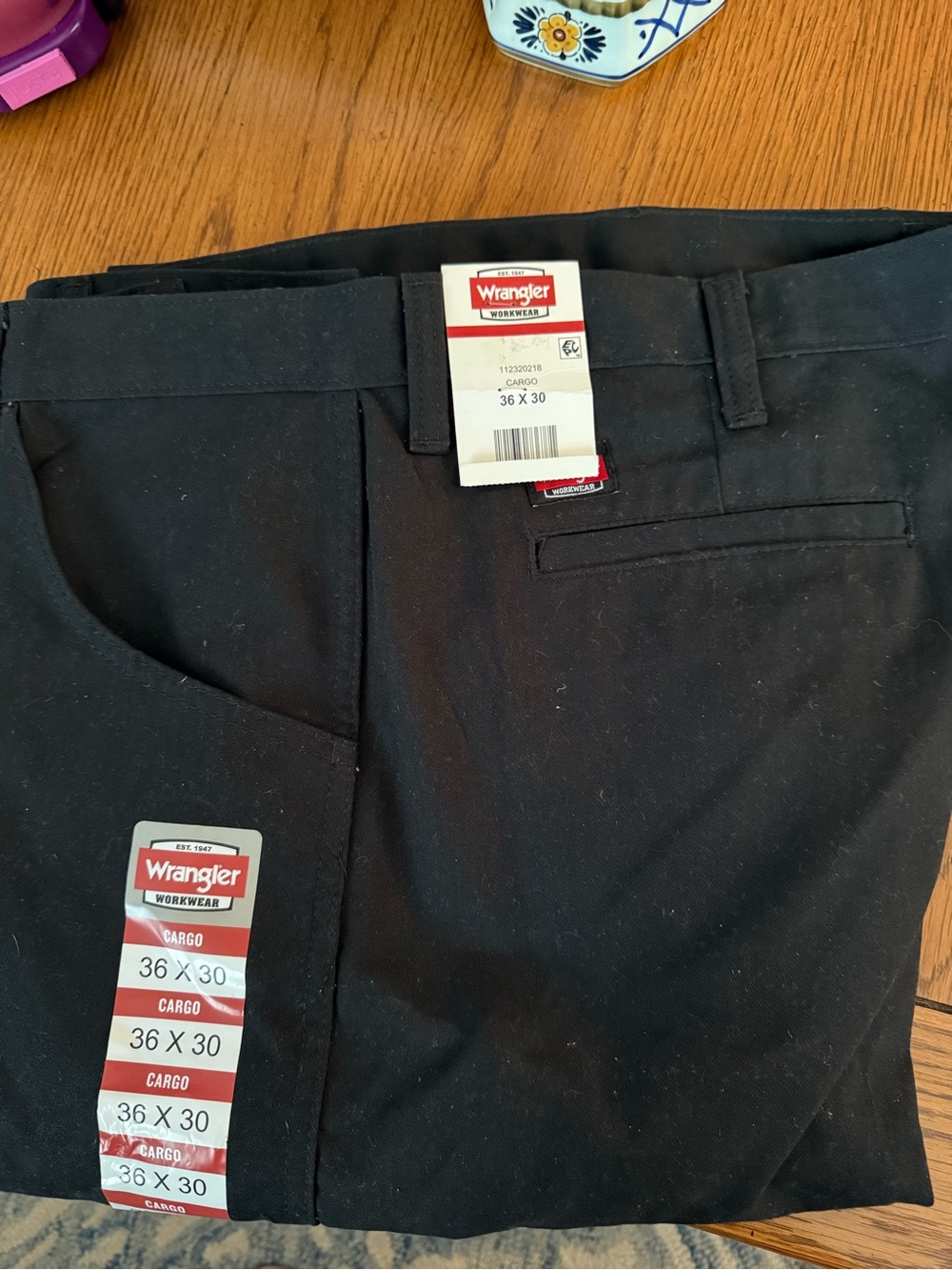 Wrangler Black Cargo Trousers NWT 36x30